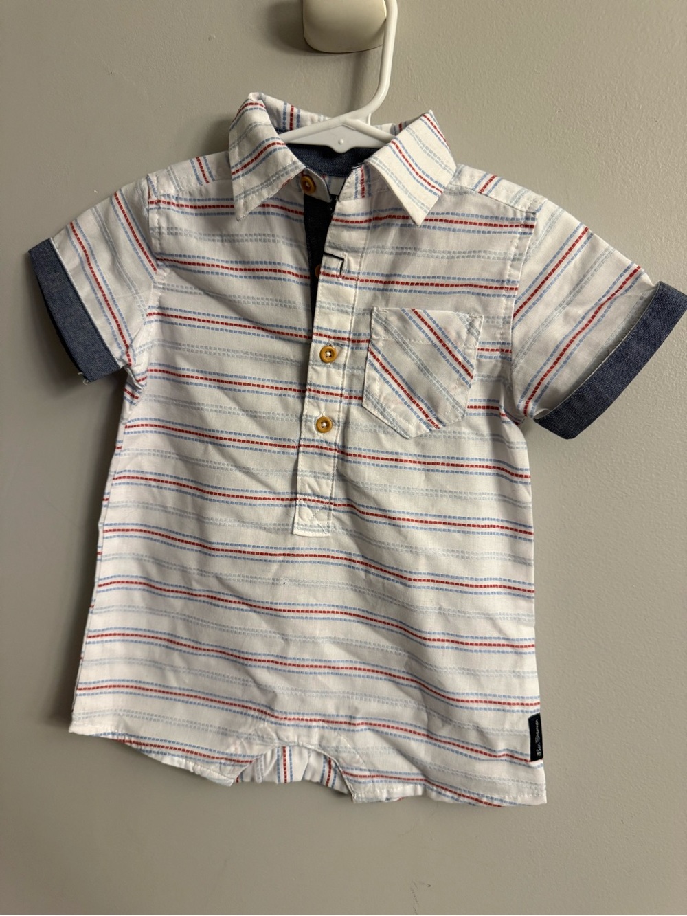 Ben Sherman Baby Boys Striped Short Sleeve Collared Shirt 6–9 Months
